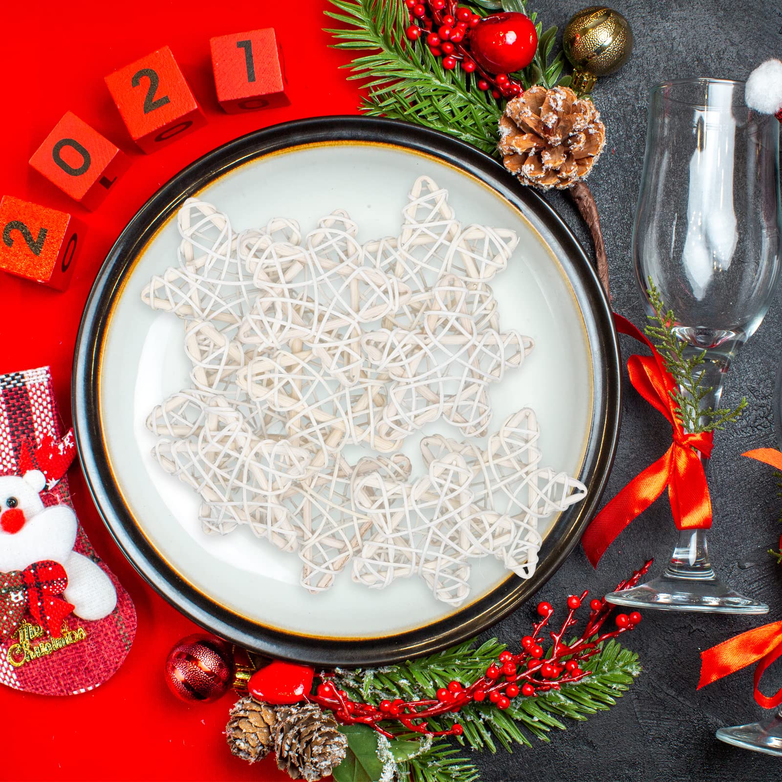 Amazon.co.jp: LAHONI 30個 2.4インチ 天然ラタンスター ミニ 星型